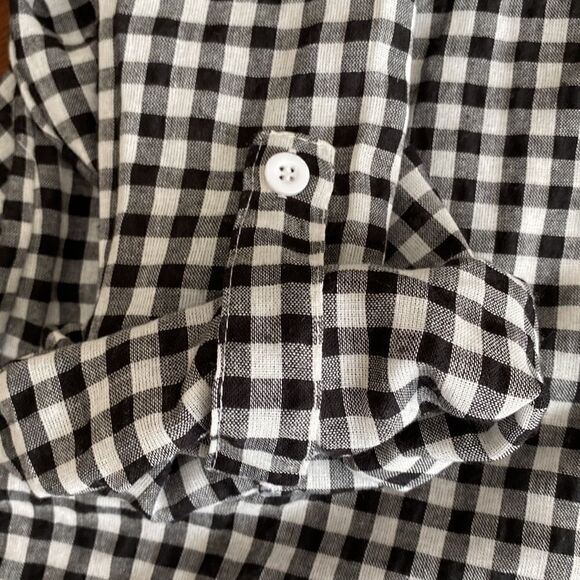 Love Culture Black and White Checked Buttoned Down Oversized Long Top - Picture 4 of 7